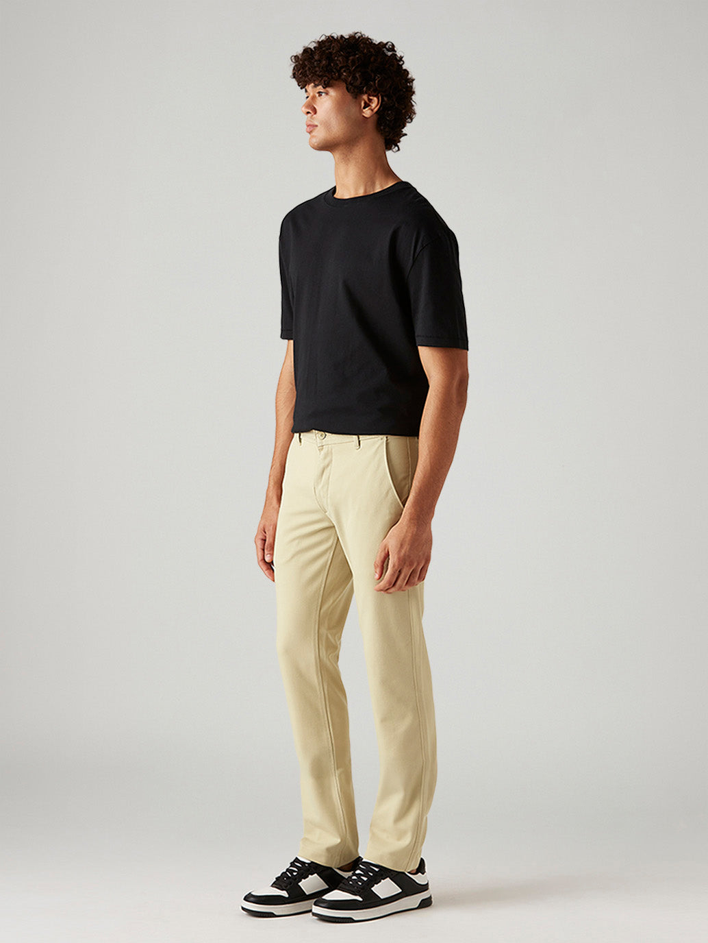 Men's 511 Beige Slim Fit Mid Rise Tech Pant - Side View