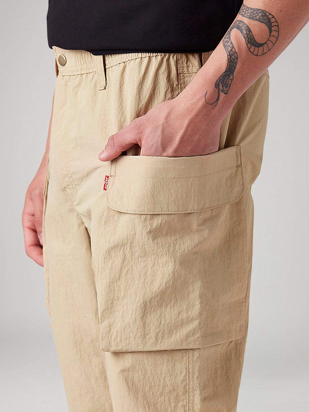 Men's Beige Authentic Relaxed Straight Fit Mid Rise Commuter Cargos - 20 View