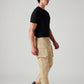 Men's Beige Authentic Relaxed Straight Fit Mid Rise Commuter Cargos - Side View