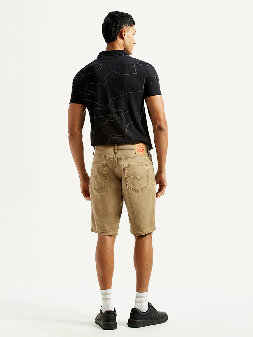 Men's Khaki Tapered Shorts - Back View