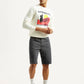 Men's Grey Tapered Mid Rise Shorts - Side View
