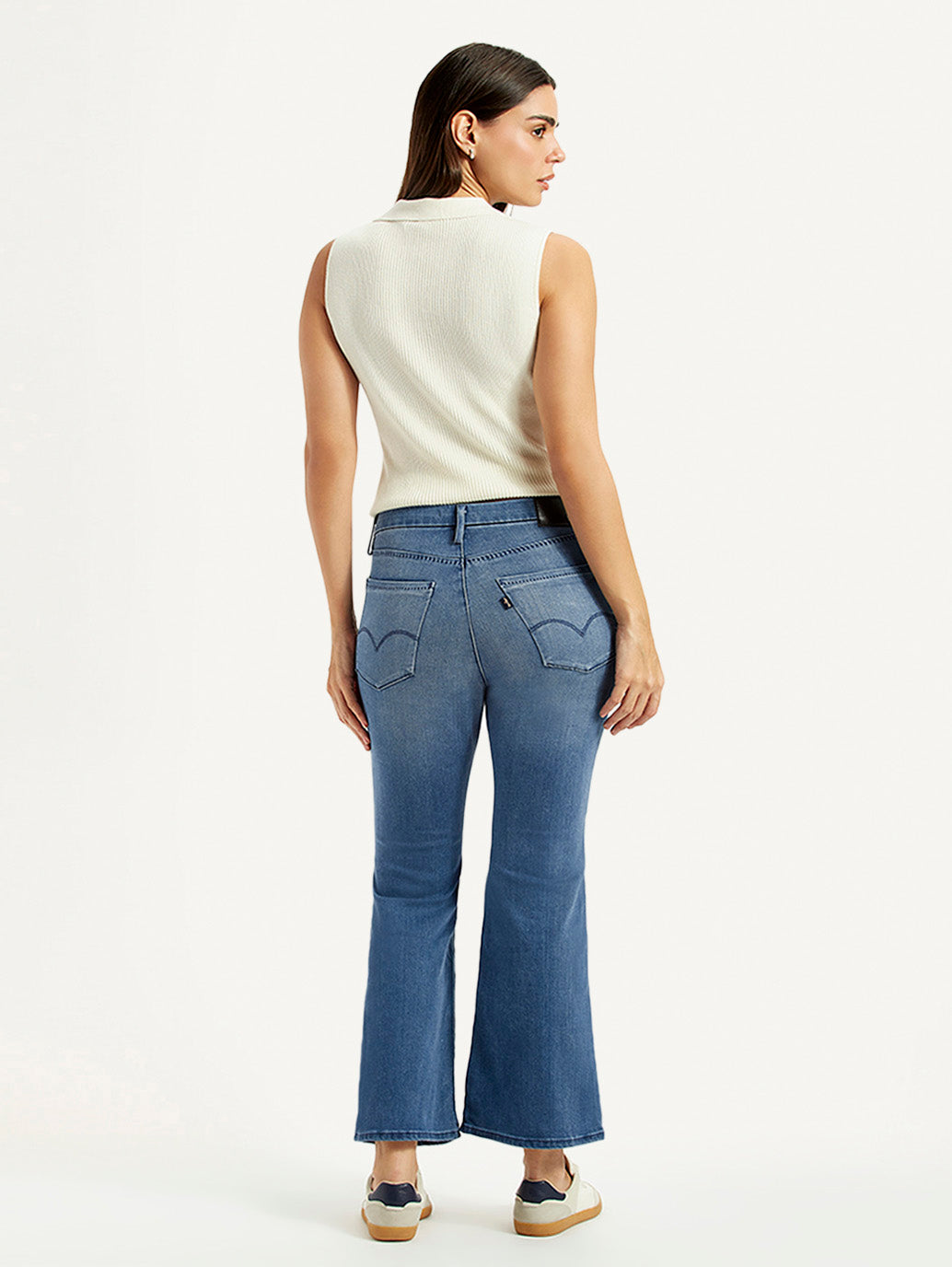 Women's Redloop 726 Blue Flared Fit Mid Rise Jeans - Back View