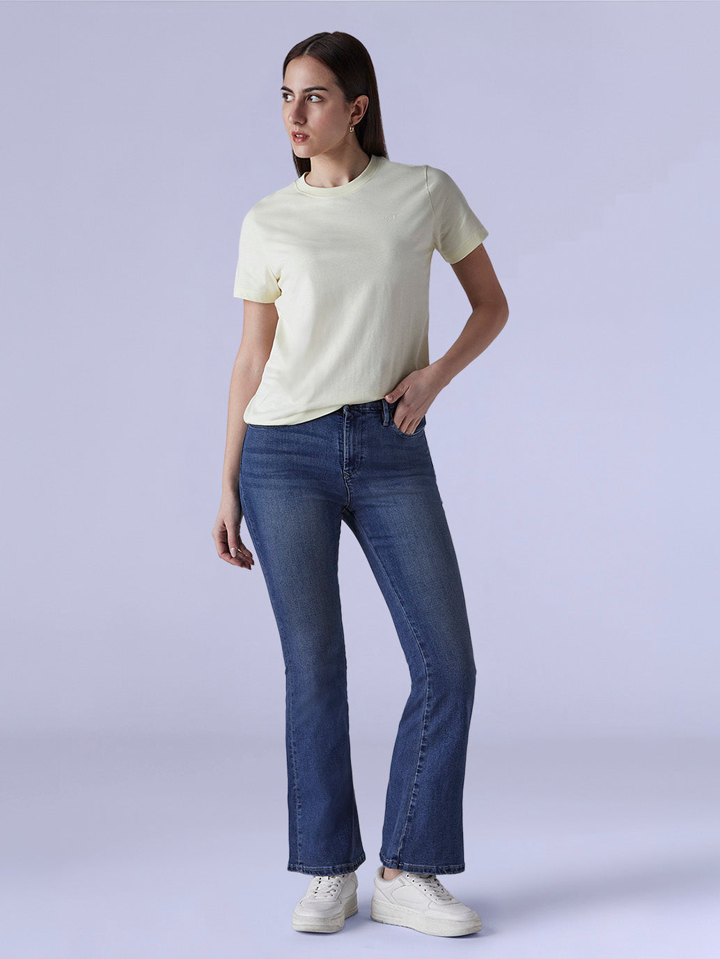 Women's 726 Blue Flared Fit High Rise Redloop Jeans - Front View