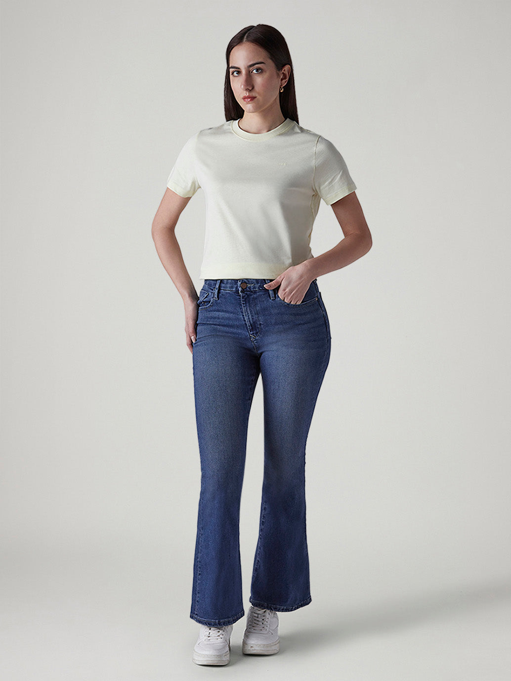 Women's 726 Blue Flared Fit High Rise Redloop Jeans - 20 View