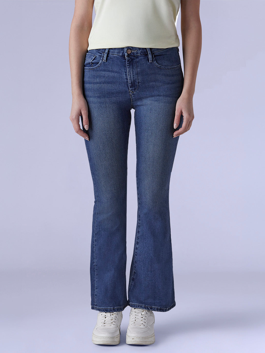 Women's 726 Blue Flared Fit High Rise Redloop Jeans - Front View