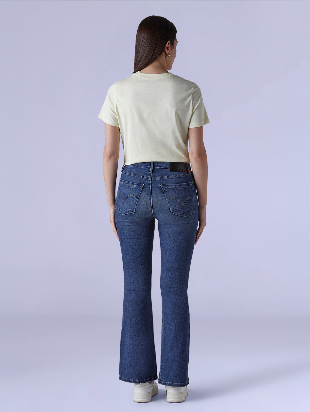 Women's 726 Blue Flared Fit High Rise Redloop Jeans - Back View