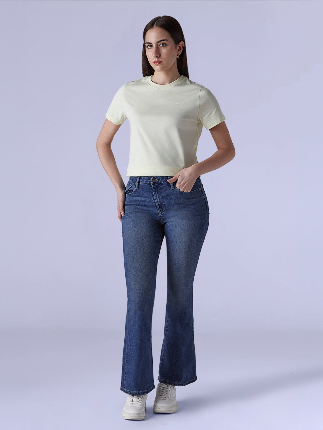 Women's 726 Blue Flared Fit High Rise Redloop Jeans