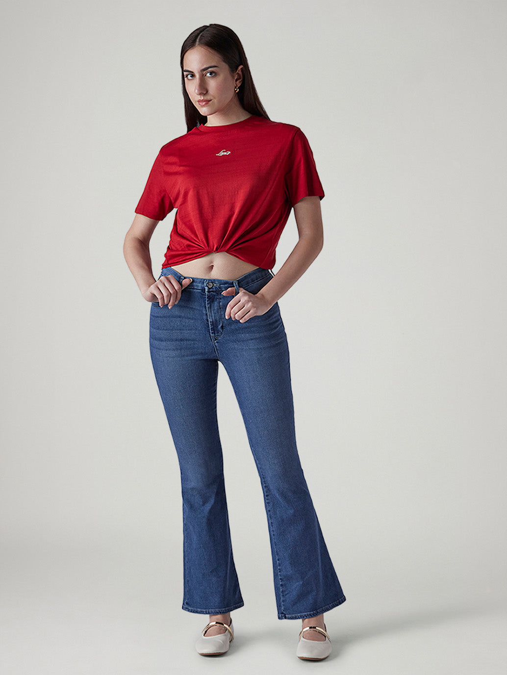 Women's 726 Light Indigo Flared Fit High Rise Redloop Jeans