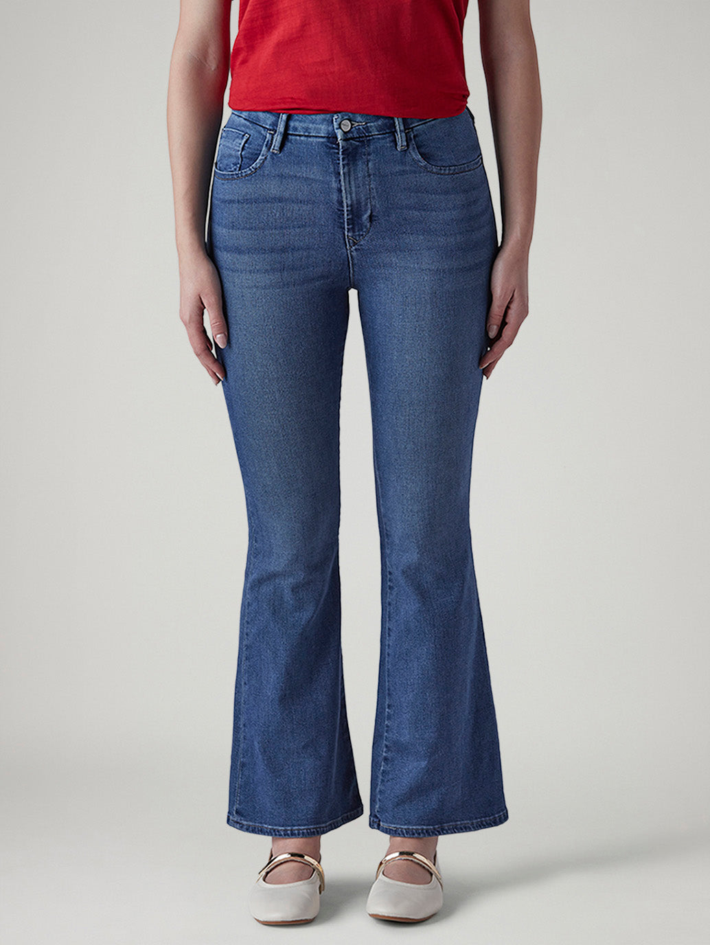 Women's 726 Light Indigo Flared Fit High Rise Redloop Jeans - Front View
