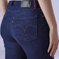 Women's 726 Dark Indigo Flared Fit High Rise Redloop Jeans - Detail View