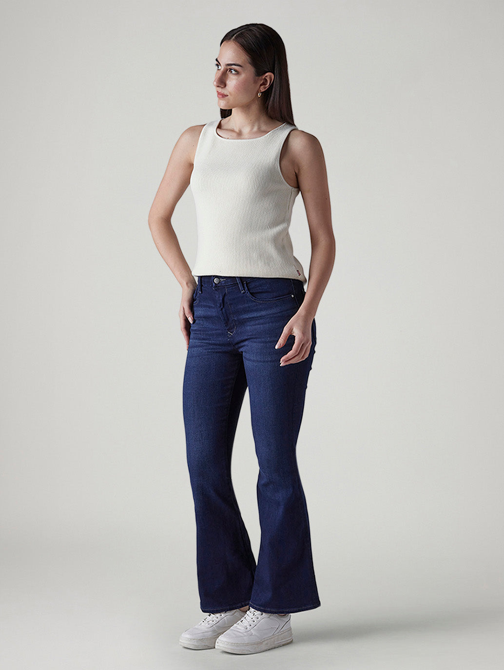 Women's 726 Dark Indigo Flared Fit High Rise Redloop Jeans - Side View