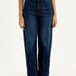 Women's Redloop Dark Indigo Mile High Wide Leg Fit High Rise Jeans - Front View