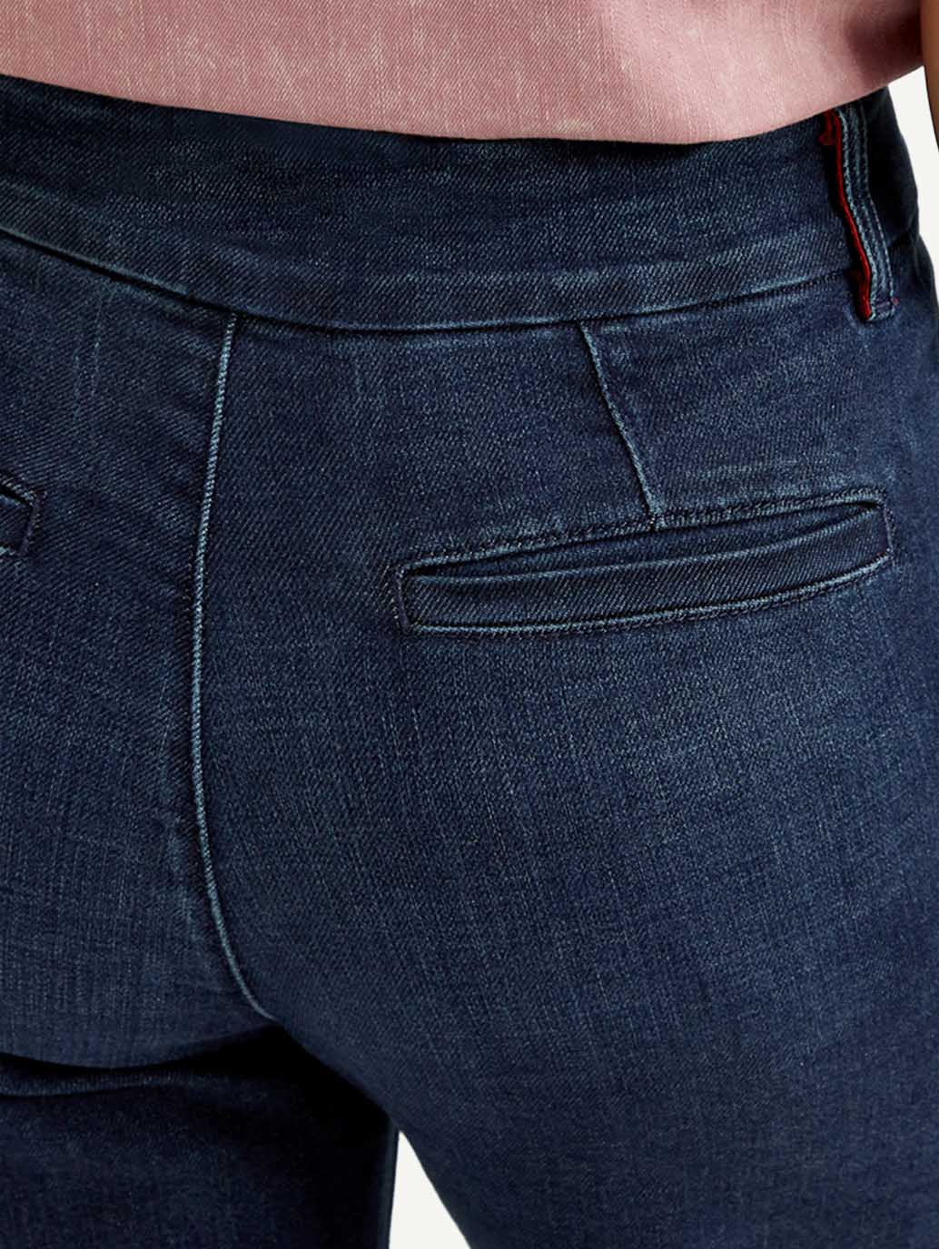 Women's Redloop Dark Indigo Mile High Wide Leg Fit High Rise Jeans - Detail View
