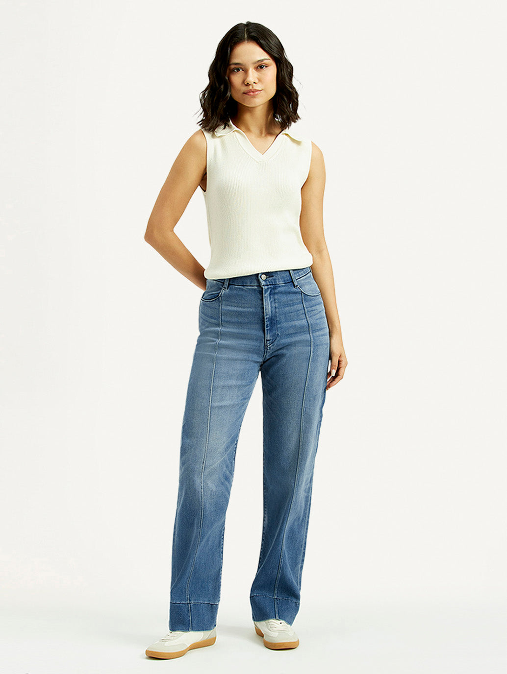 Women's Redloop Blue Ribcage Straight Fit High Rise Jeans