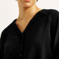 Women's Textured Black V Neck Top - Detail View