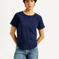 Women's Self Navy Round Neck Top - Front View