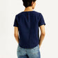 Women's Self Navy Round Neck Top - Back View