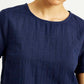 Women's Self Navy Round Neck Top - Detail View