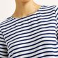 Women's Striped White Round Neck Top - Detail View