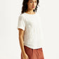 Women's Self Design Off White Round Neck Top - Side View