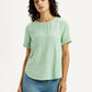 Women's Self Design Light Green Round Neck Top - Styleshot View