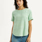 Women's Self Design Light Green Round Neck Top - Front View