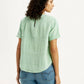Women's Self Design Light Green Round Neck Top - Back View