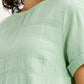 Women's Self Design Light Green Round Neck Top - Detail View