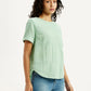 Women's Self Design Light Green Round Neck Top - Side View