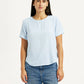 Women's Striped Light Blue Regular Fit Top - Front View