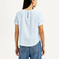 Women's Striped Light Blue Regular Fit Top - Back View