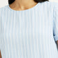 Women's Striped Light Blue Regular Fit Top - Detail View