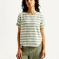 Women's Striped Green Round Neck Top - Styleshot View