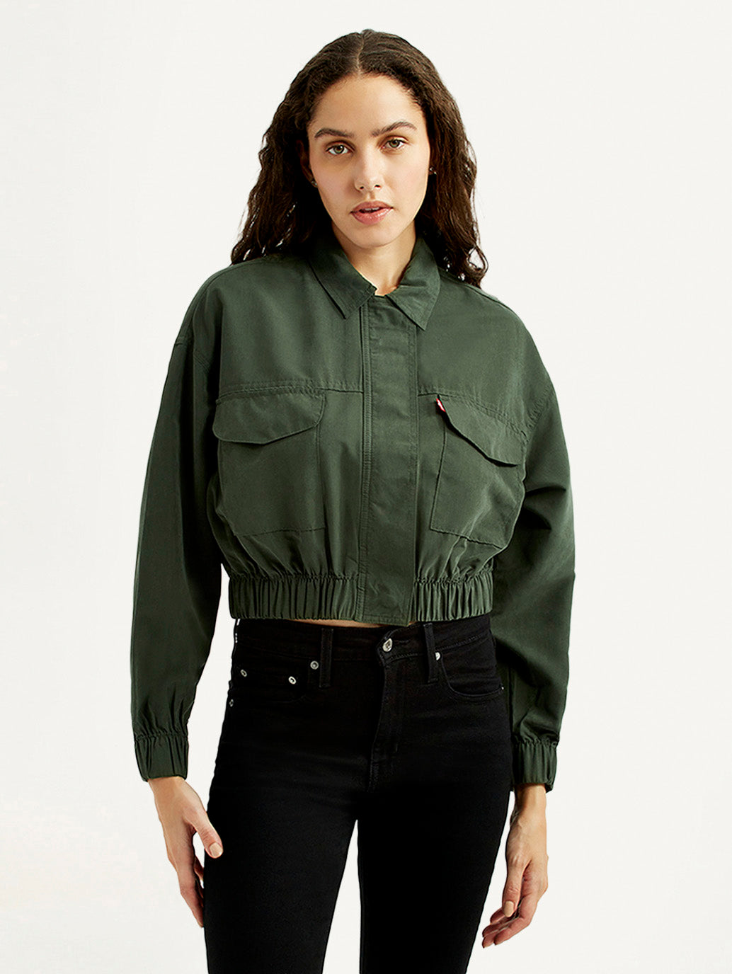 Women's Solid Regular Fit Trucker Jacket - Front View