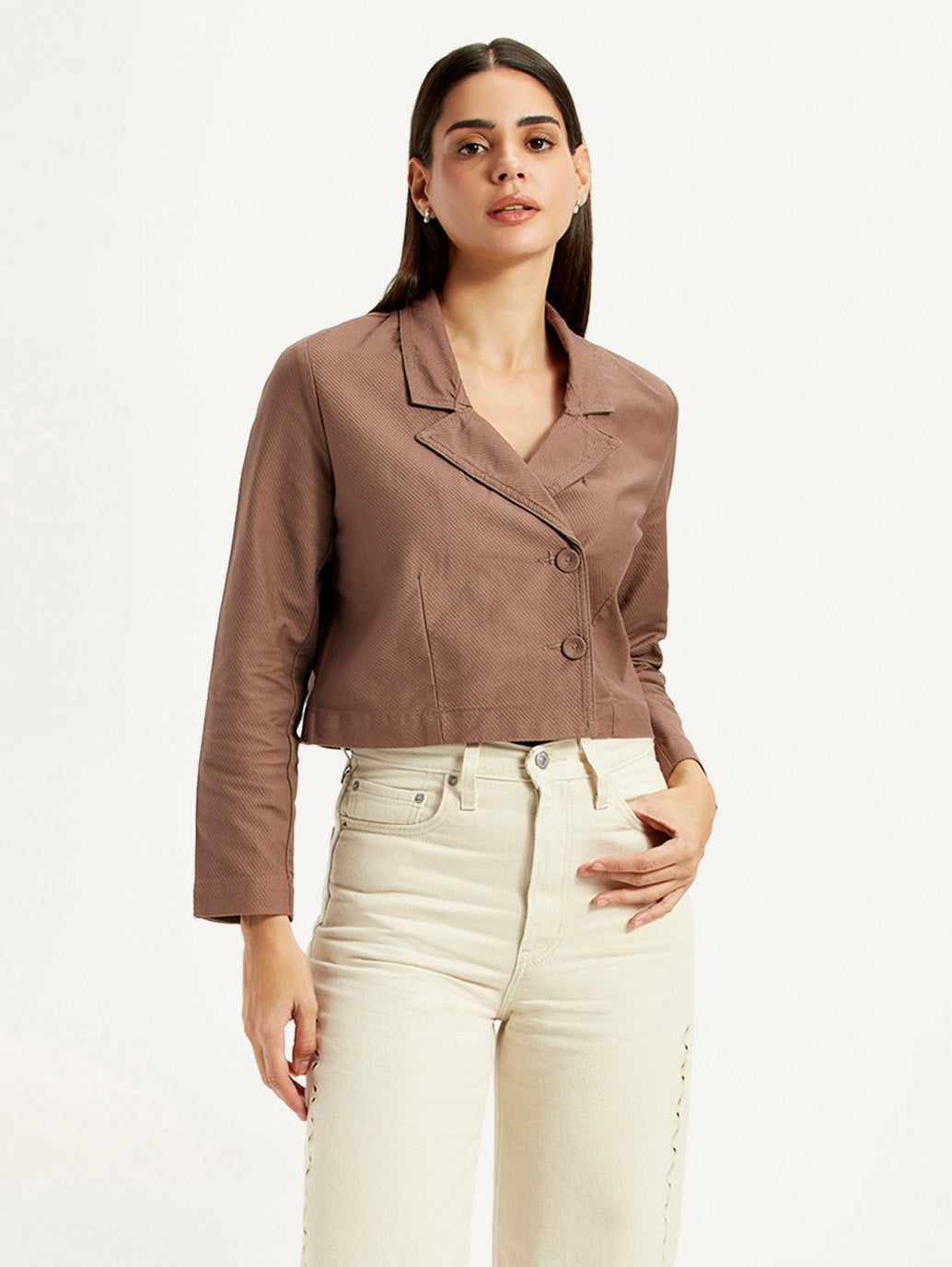 Women's Brown Regular Fit Jacket