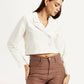 Women's Self Design Off-White Stylised Jacket - Styleshot View