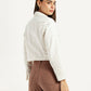 Women's Self Design Off-White Stylised Jacket - Back View