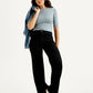 Women's Redloop Black Ribcage Bell Bottom Wide Leg Fit Mid Rise Jeans - Styleshot View