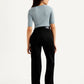 Women's Redloop Black Ribcage Bell Bottom Wide Leg Fit Mid Rise Jeans - Back View