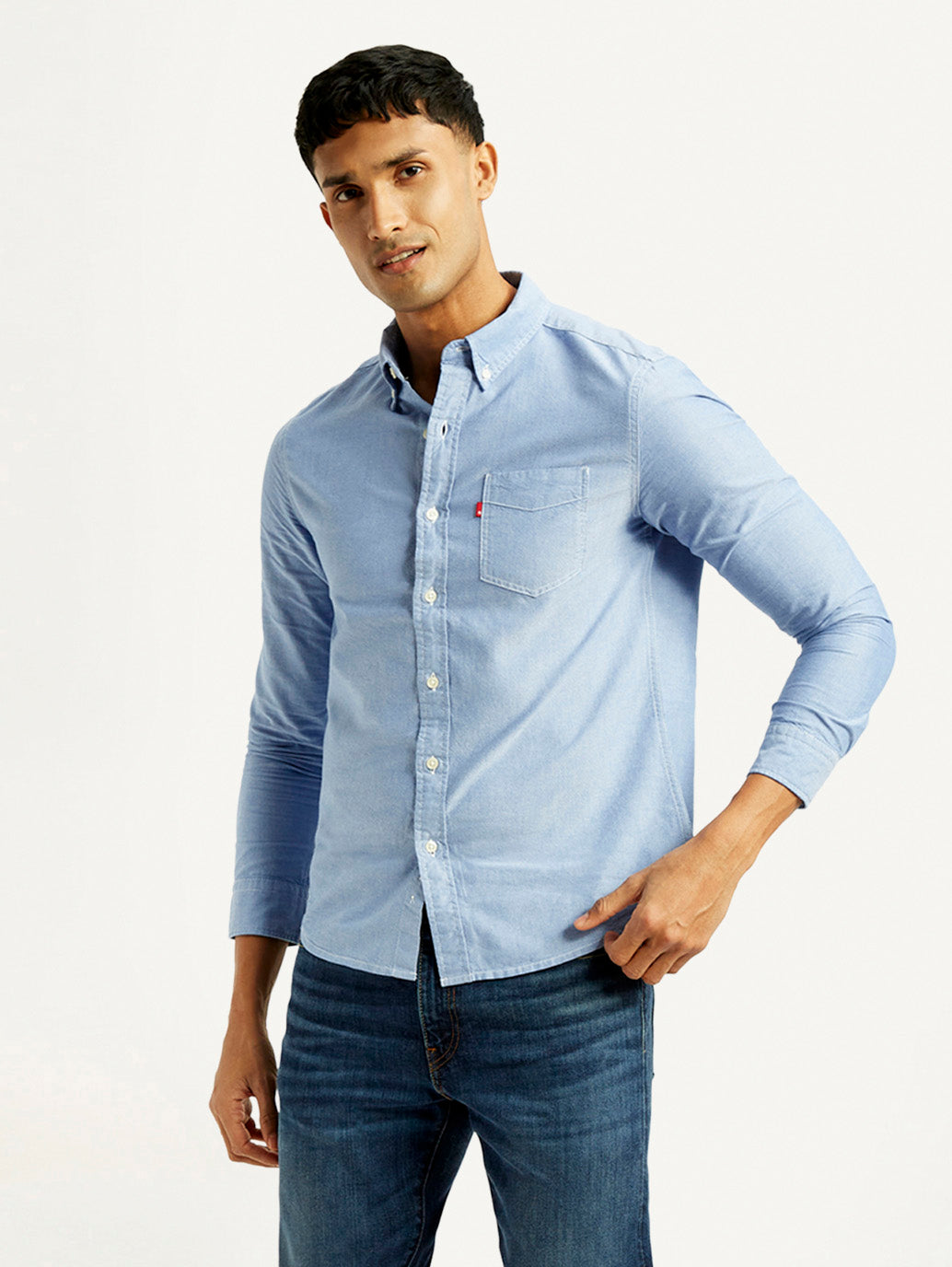 Men's Solid Slim Fit Oxford Shirt - Styleshot View