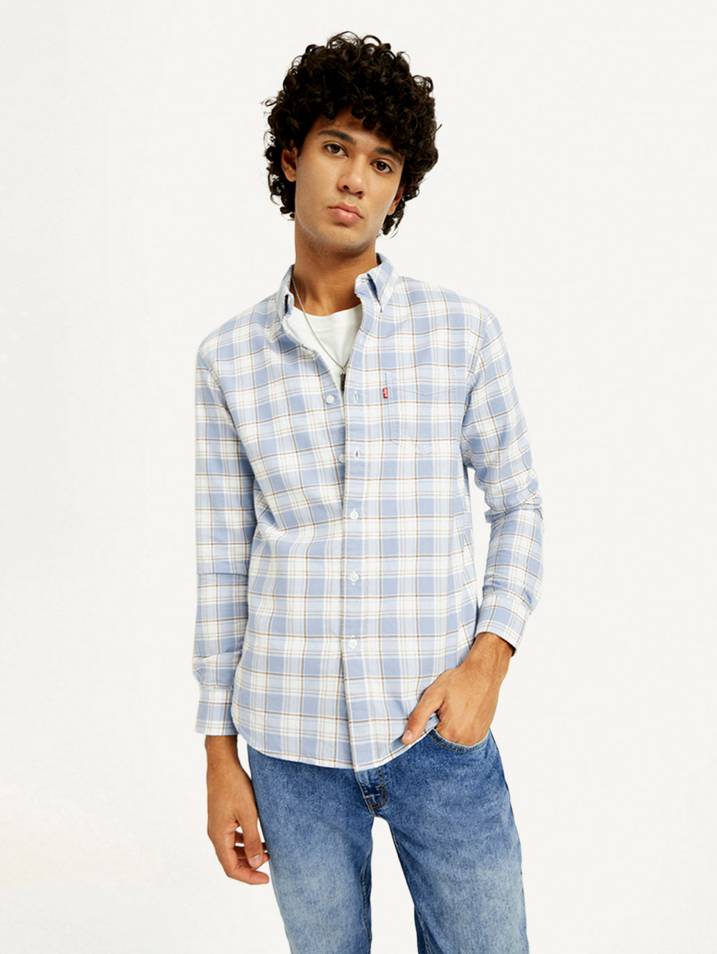 Men's Checkered Slim Fit Oxford Shirt