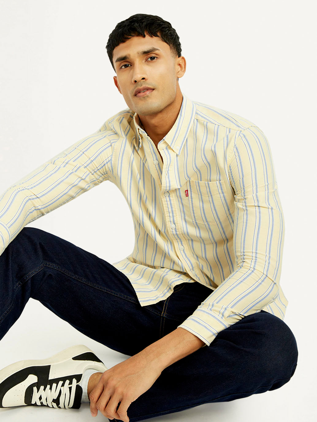Men's Striped Slim Fit Oxford Shirt