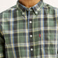Men's Checkered Green Slim Fit Shirt - Detail View