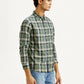 Men's Checkered Green Slim Fit Shirt - Side View