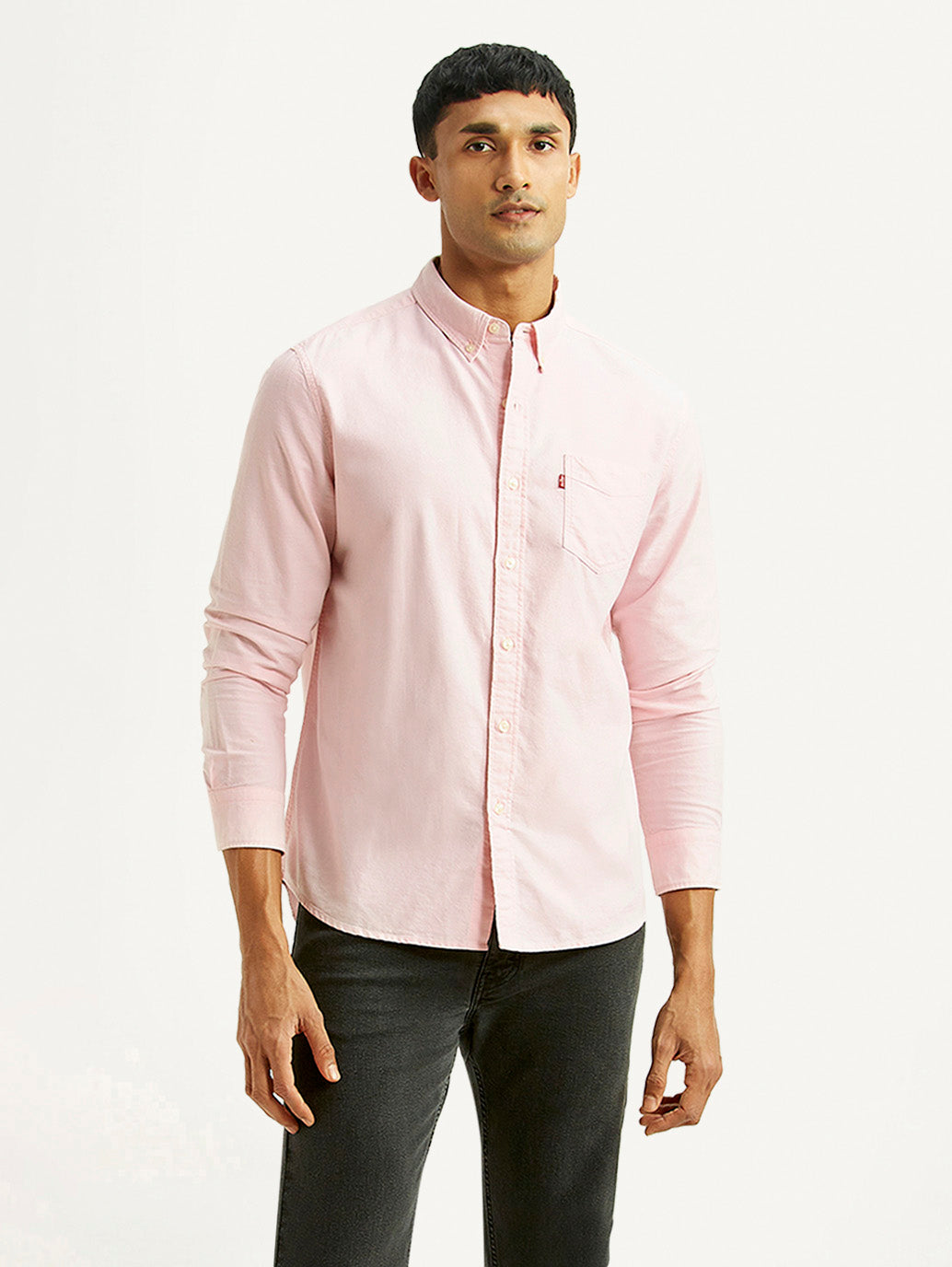 Men's Solid Light Pink Slim Fit Oxford Shirt