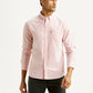 Men's Solid Light Pink Slim Fit Oxford Shirt - Front View