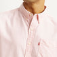 Men's Solid Light Pink Slim Fit Oxford Shirt - Detail View
