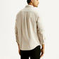 Men's Solid Beige Slim Fit Oxford Shirt - Back View