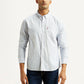 Men's Striped White Slim Fit Shirt - Styleshot View