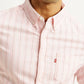 Men's Striped Light Pink Slim Fit Oxford Shirt - Detail View